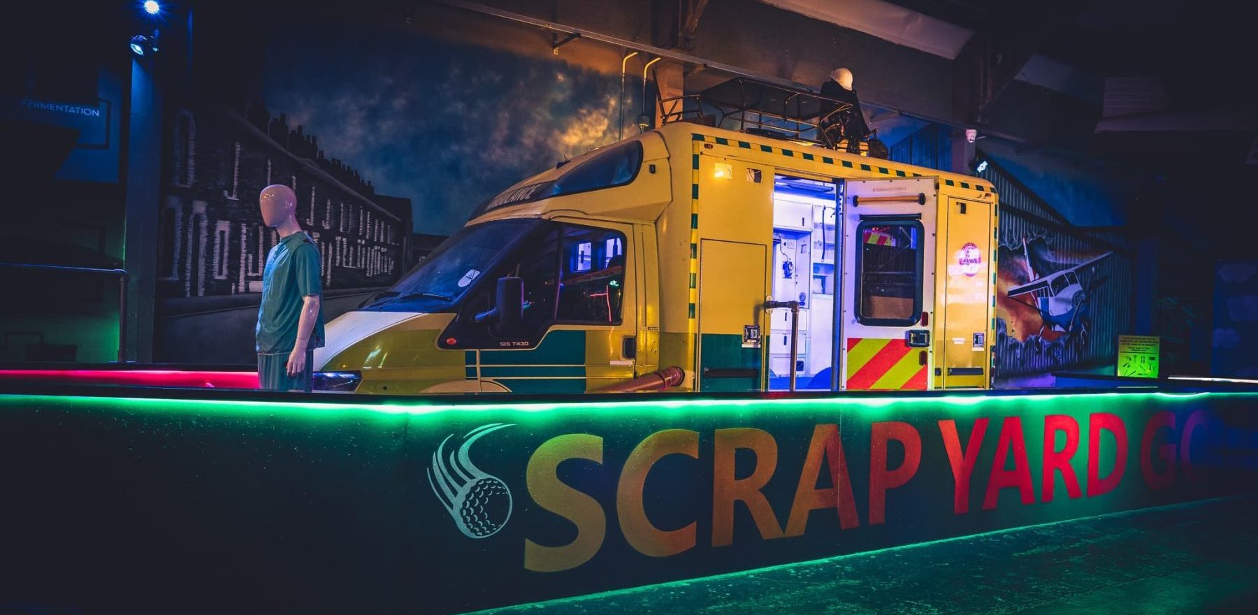 Golf hole featuring a real ambulance