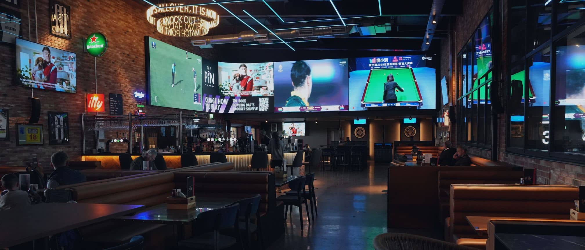 Huge video wall at The Pin.